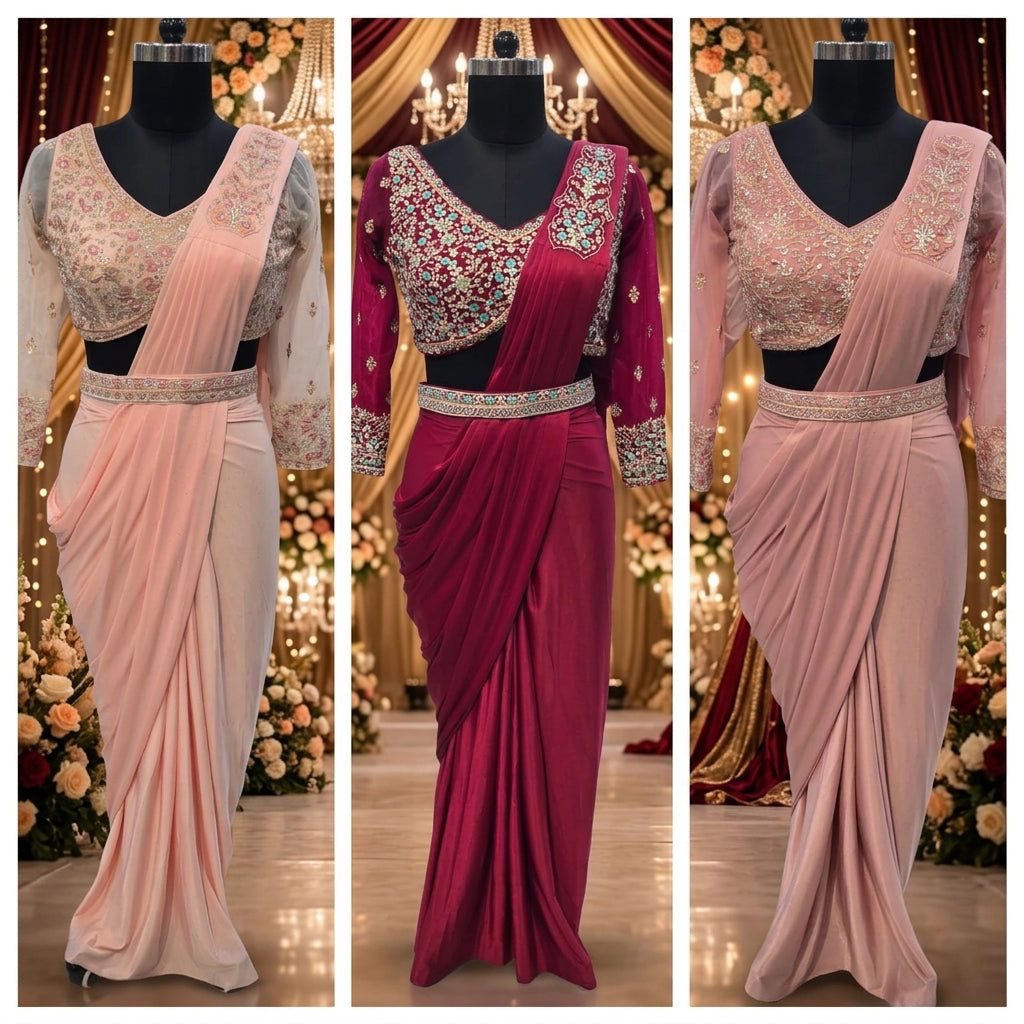 Catalog 18919 original ready-made sarees in three colors