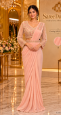 Catalog 18919 Style A model wearing light peach ready-made saree