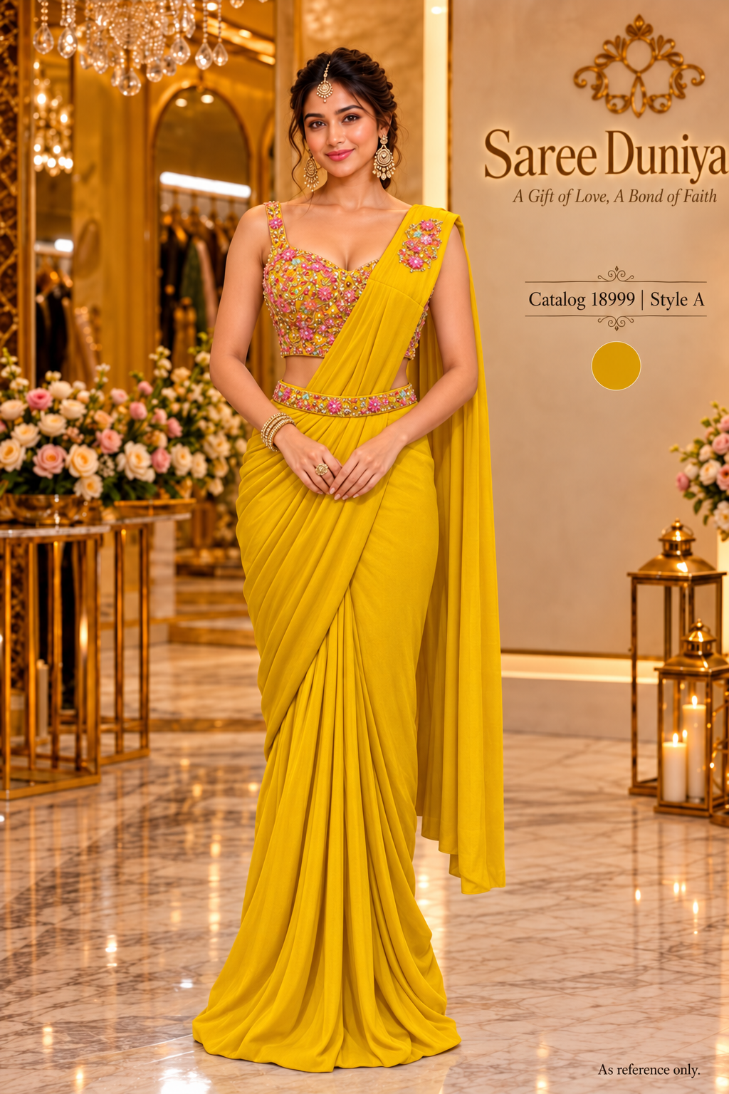 Catalog 18999 Style A designer ready-made saree on model