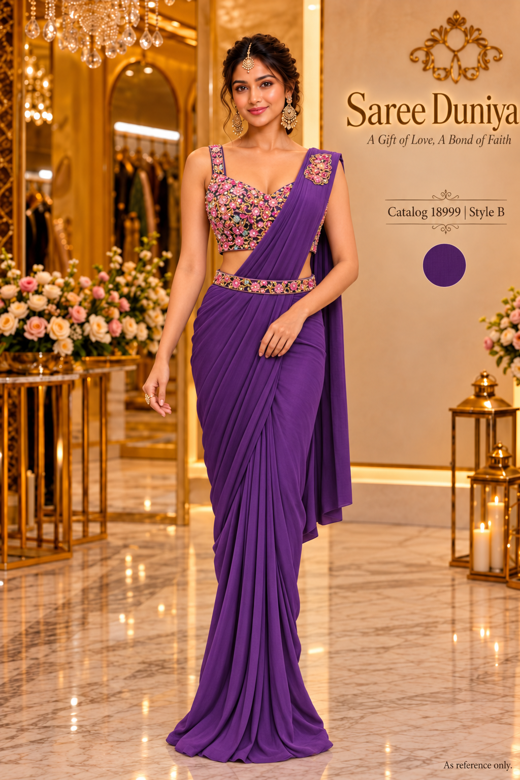 Catalog 18999 Style B designer ready-made saree on model