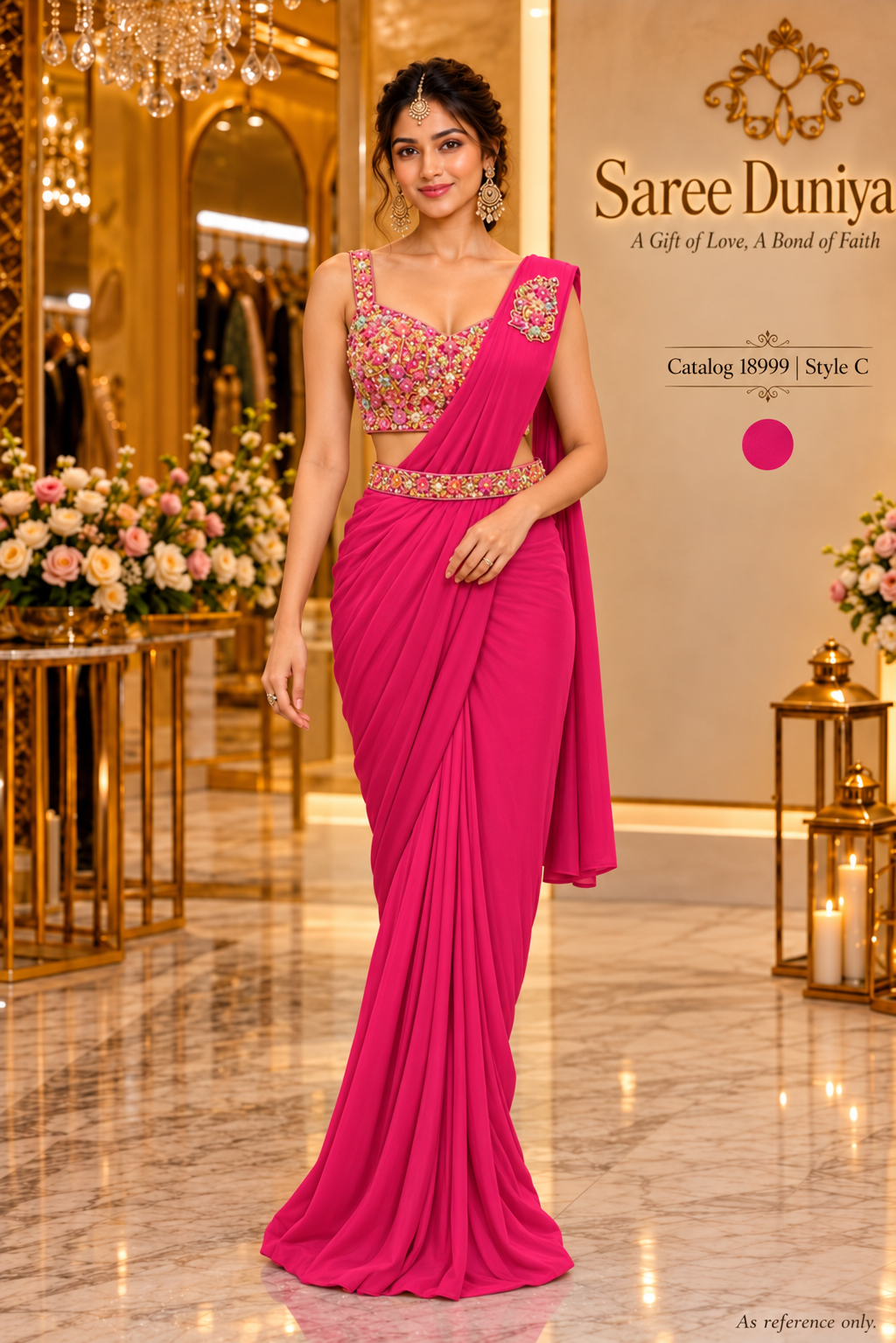 Catalog 18999 Style C designer ready-made saree on model