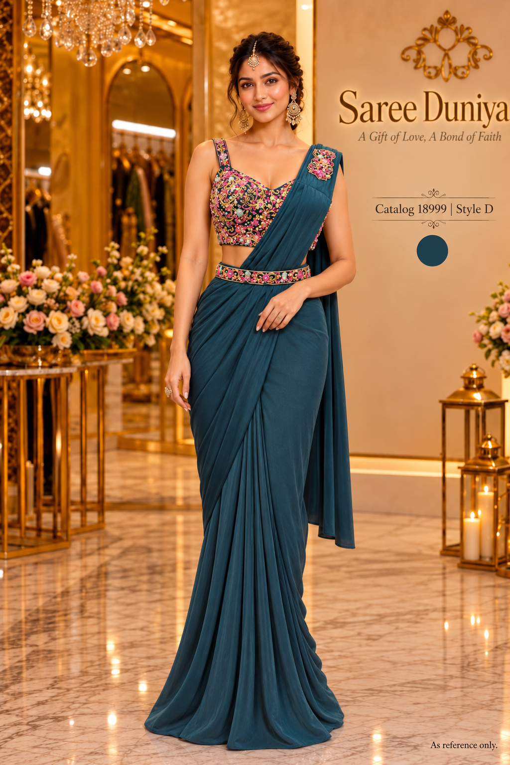 Catalog 18999 Style D designer ready-made saree on model
