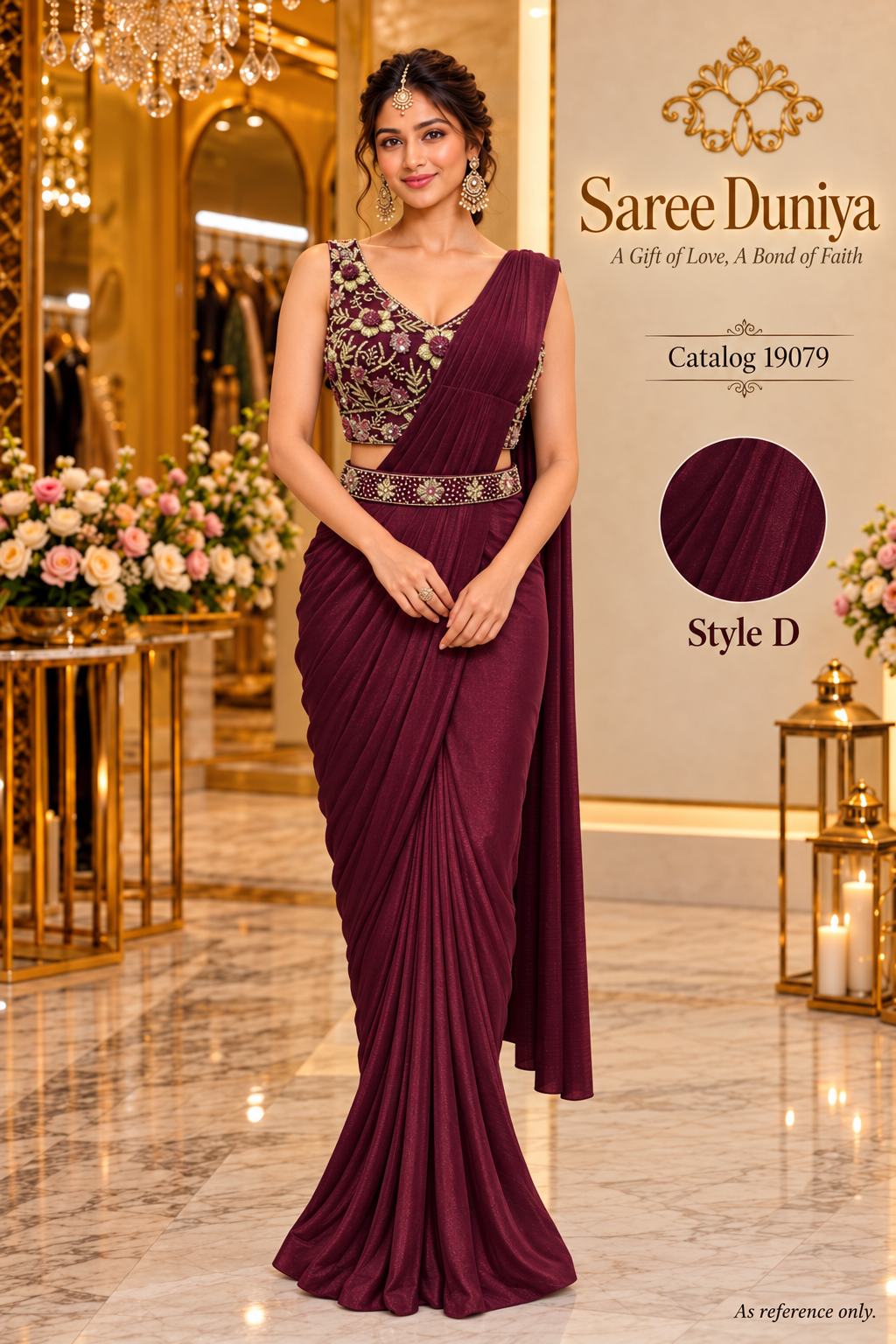 Catalog 19079 Color D size 38 ready-made saree model photo