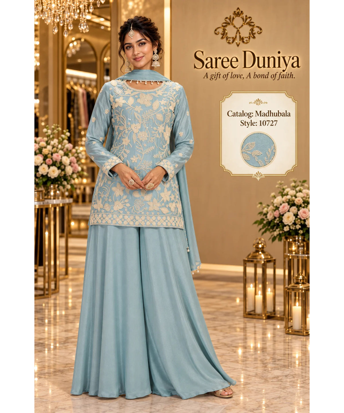 Saree Duniya | Catalog Madhubala | 10727 – Blue | styled model view