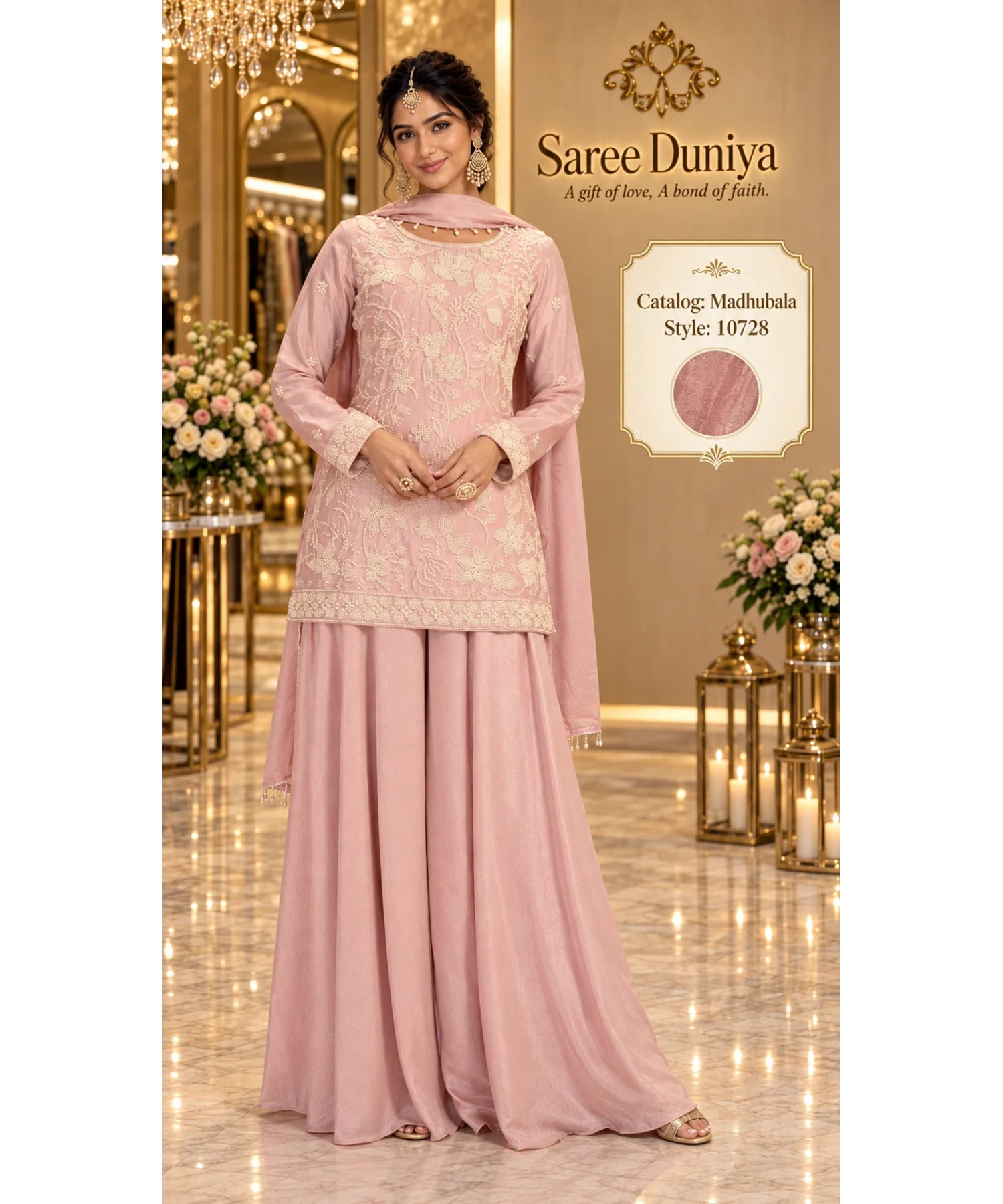 Saree Duniya | Catalog Madhubala | 10728 – Pink | styled model view