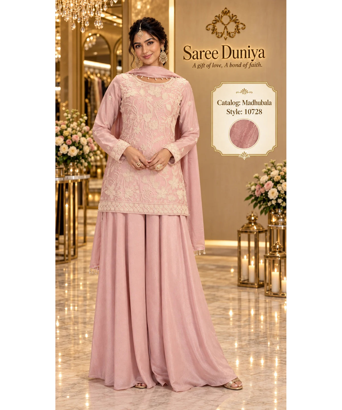 Saree Duniya | Catalog Madhubala | 10728 – Pink | styled model view