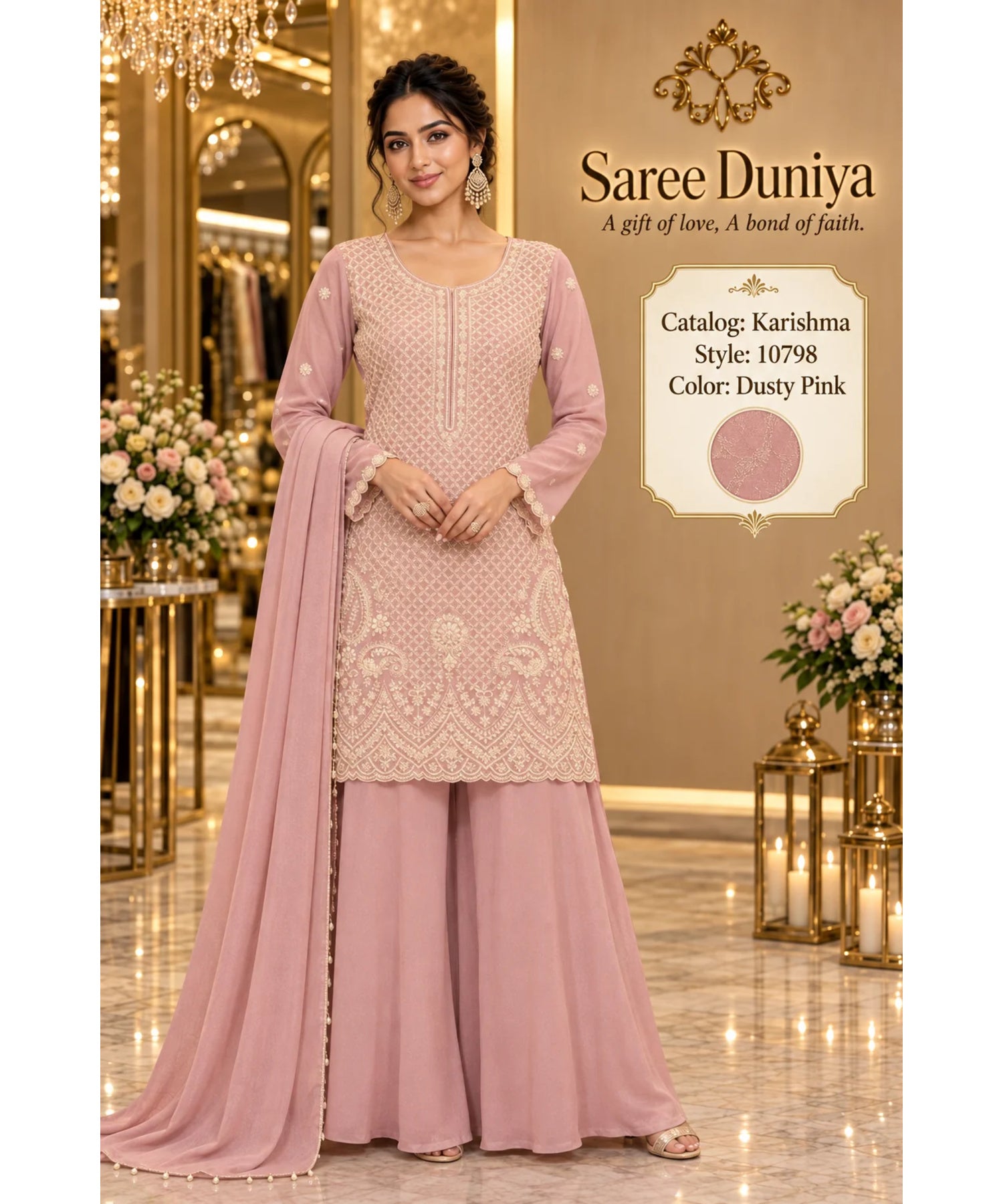 Saree Duniya | Catalog Karishma | 10798 – Dusty Pink | styled model view