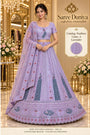 Feathers — A – Lavender; Saree Duniya styling illustration. Semi-stitched lehenga, size 44; unstitched blouse. Tailoring required.