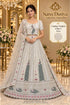 Feathers — C – Ivory; Saree Duniya styling illustration. Semi-stitched lehenga, size 44; unstitched blouse. Tailoring required.