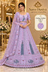 Feathers — F – Lilac; Saree Duniya styling illustration. Semi-stitched lehenga, size 44; unstitched blouse. Tailoring required.