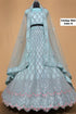 Wish — B – Ice Blue; original photograph showing the semi-stitched size 44 lehenga and unstitched blouse fabric with scalloped sequin work.