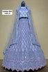 Wish — D – Periwinkle Blue; original photograph showing the semi-stitched size 44 lehenga and unstitched blouse fabric with scalloped sequin work.