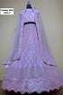 Wish — F – Lilac Pink; original photograph showing the semi-stitched size 44 lehenga and unstitched blouse fabric with scalloped sequin work.