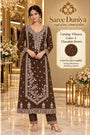 Vihaara Color A – Chocolate Brown – model styling illustration; sold as unstitched fabric, stitching required.