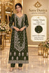 Vihaara Color D – Dark Olive Green – model styling illustration; sold as unstitched fabric, stitching required.