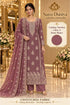Navritaa — A – Dusty Mauve; Saree Duniya model styling illustration. Unstitched fabric; stitching required.