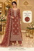 Navritaa — C – Rust Brown; Saree Duniya model styling illustration. Unstitched fabric; stitching required.