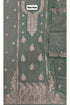 Navritaa — D – Sage Green; supplied original unstitched fabric detail showing neckline, stonework and border.