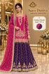 Khanak — style 7471-A, magenta and deep-purple fully stitched top and lehenga set, shown on the Saree Duniya model.