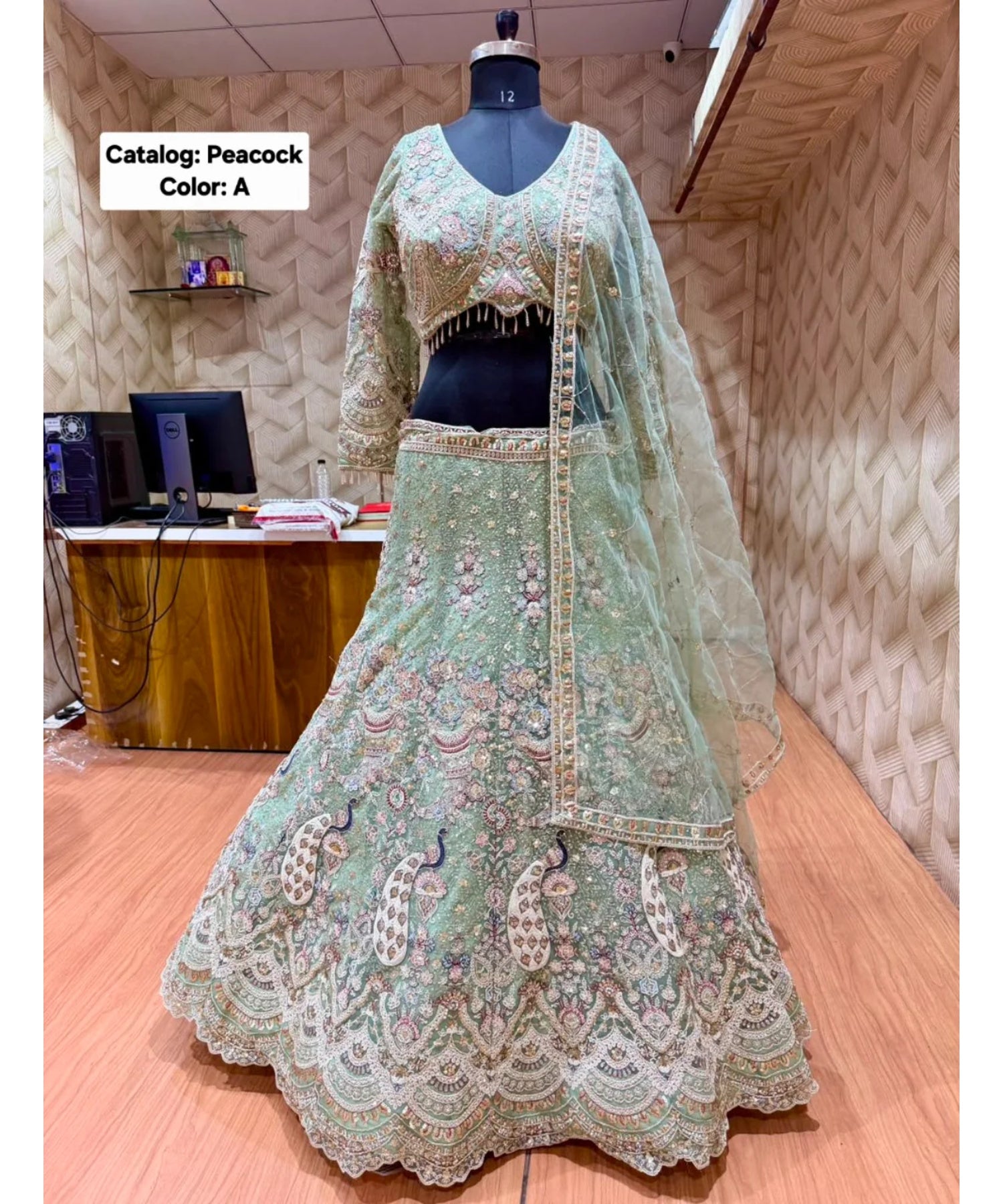 Flying Peacock - Exp 11, Color A, size 44 - original lehenga mannequin photo