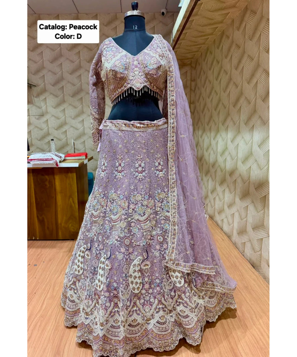 Flying Peacock - Exp 11, Color D, size 44 - original lehenga mannequin photo