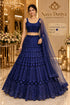 Saree Duniya Catalog: Kanika - Exp 11. Color B, size 40. Model wearing the fully stitched sequin-embellished lehenga with coordinating blouse and sheer dupatta.