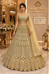 Saree Duniya Catalog: Kanika - Exp 11. Color C, size 40. Model wearing the fully stitched sequin-embellished lehenga with coordinating blouse and sheer dupatta.