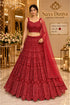 Saree Duniya Catalog: Kanika - Exp 11. Color D, size 40. Model wearing the fully stitched sequin-embellished lehenga with coordinating blouse and sheer dupatta.