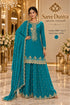 HEER - Exp 11, style 10738, fully stitched teal designer suit on Saree Duniya model
