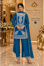 Saree Duniya Panihari designer suit on a model, style 10712; matching trousers and dupatta