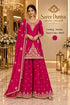 Saree Duniya Asmira designer suit on a model, style 10847; coordinating sharara trousers and dupatta