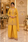Saree Duniya Avni fully stitched designer suit on a model, style 10915, with wide-leg trousers and coordinating dupatta