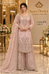 Catalog 1673, color C, fully stitched embroidered designer suit in XXL (44), shown on a female model