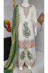 Catalog 1699 kids designer suit — original color B, ivory suit with green floral accents and dupatta