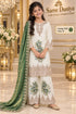 Catalog 1699 kids designer suit — color B, ivory with green, shown on a girl model