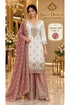 Saree Duniya Catalog 1636 Color A - adult model wearing an ivory designer suit with muted rose-gold / copper-rose contrast, size XXL (44)