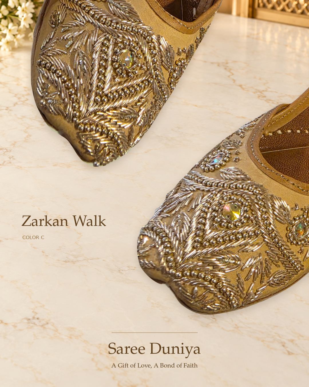 Zarkan Walk (Jutti) — Color C original shoes, embroidery-focused editorial photo