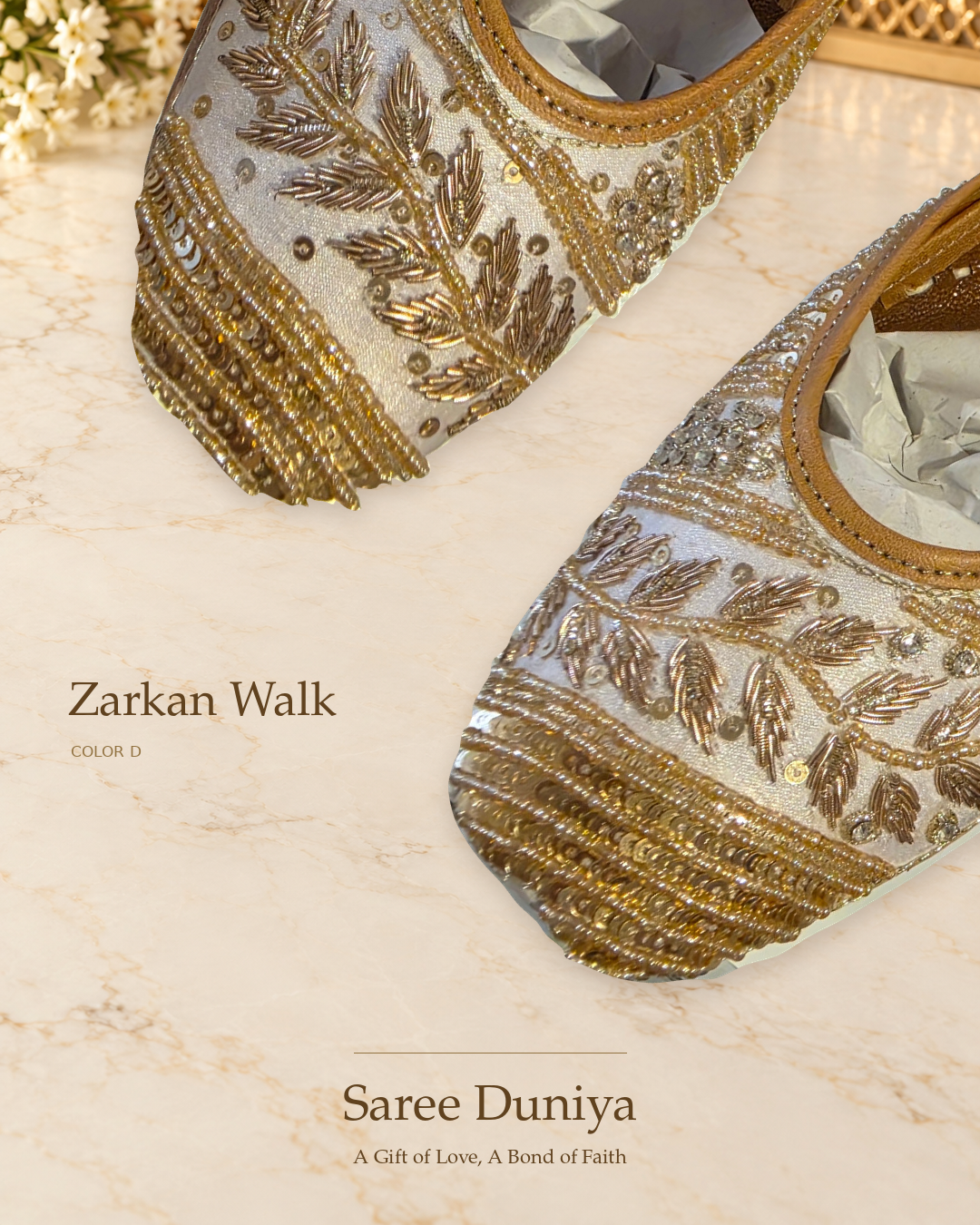 Zarkan Walk (Jutti) — Color D original shoes, embroidery-focused editorial photo