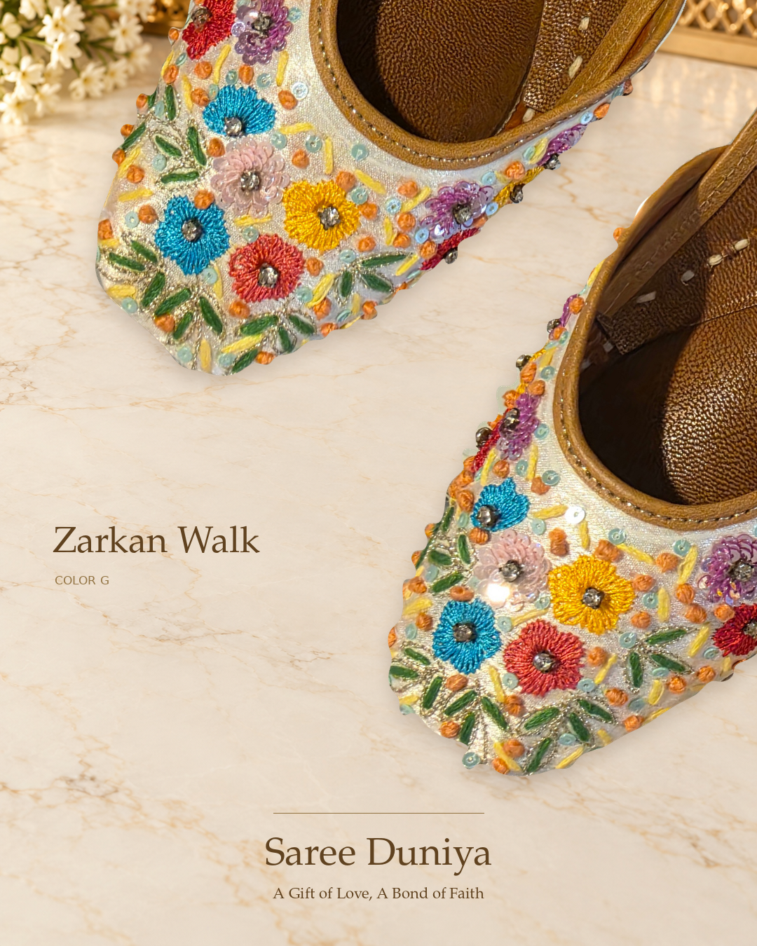 Zarkan Walk (Jutti) — Color G original shoes, embroidery-focused editorial photo