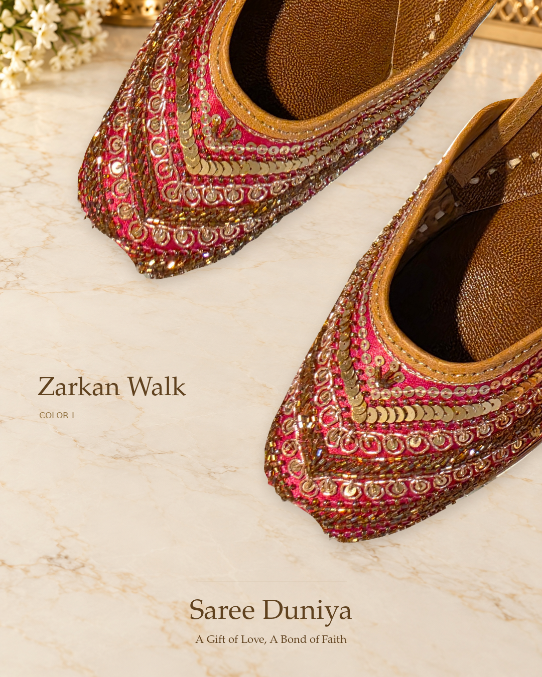 Zarkan Walk (Jutti) — Color I original shoes, embroidery-focused editorial photo