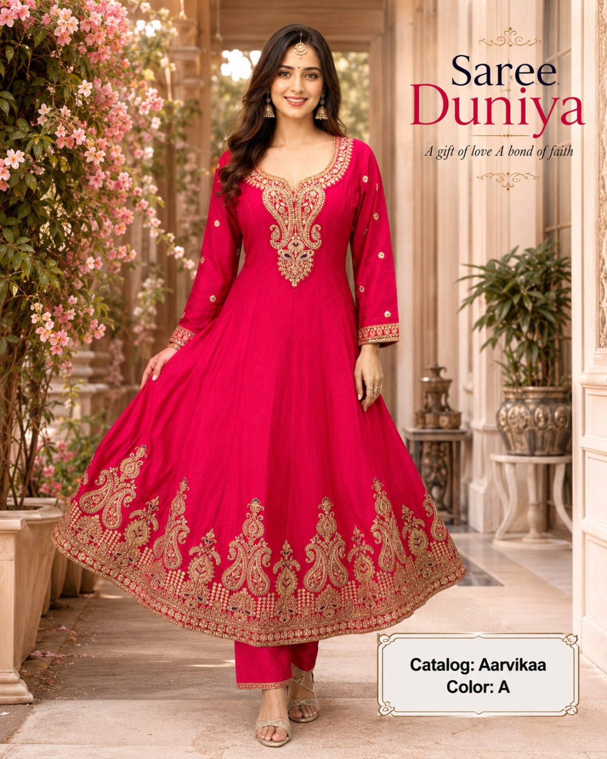 Aarvikaa Color A magenta full-stitched designer suit