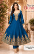 Aarvikaa Color C peacock blue full-stitched designer suit