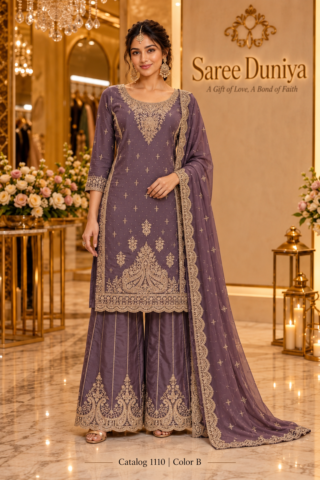 Catalog 1110 Color B - designer stitched suit model view
