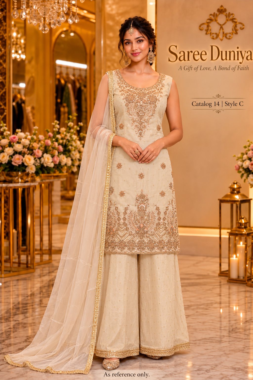 Saree Duniya Catalog 14 - Style C - AI model visualization. As reference only; refer to the original product photo for exact garment details.