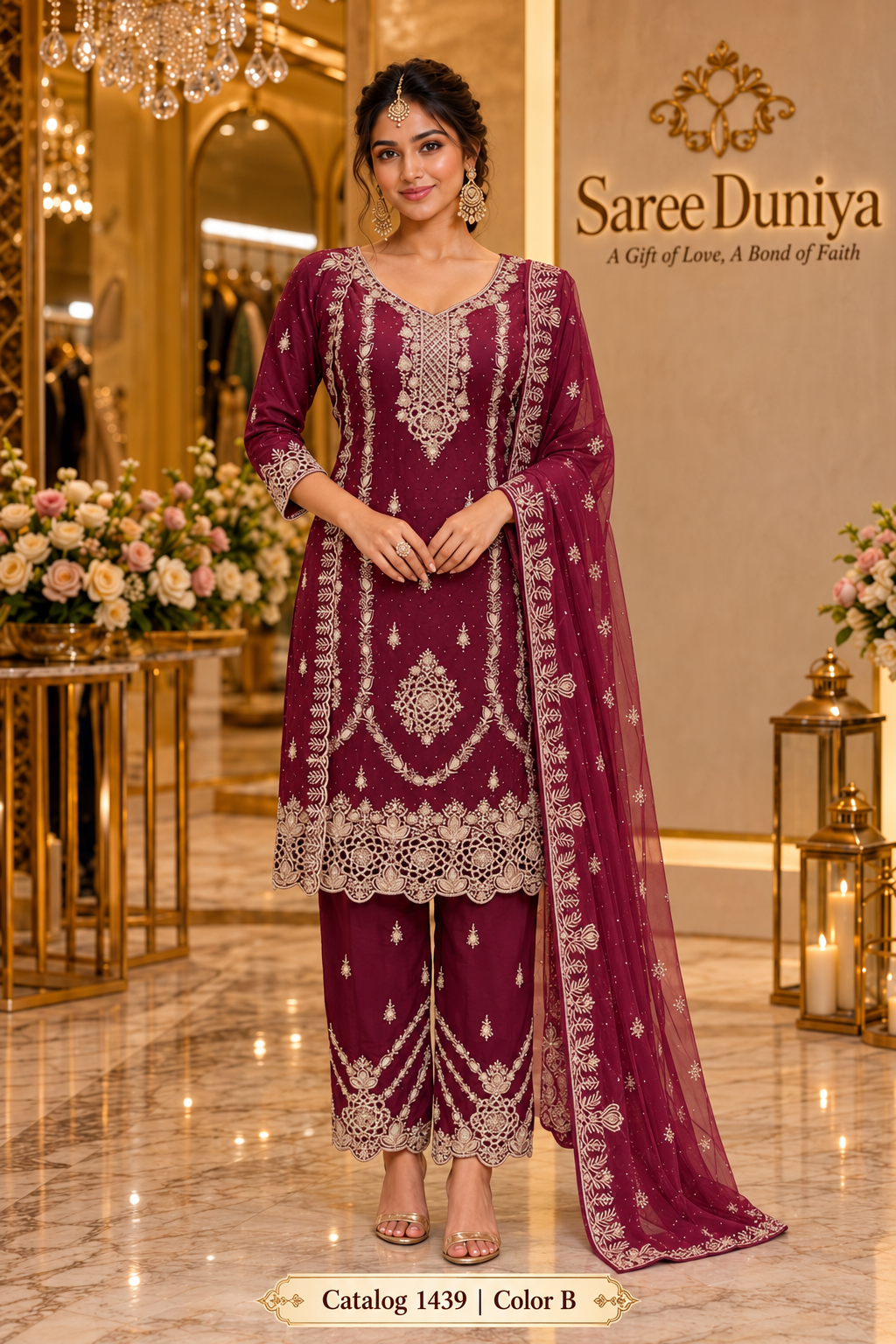 Catalog 1439 Color B - designer stitched suit model view