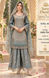 Catalog 417 Jadu-Tera Color A slate blue full-stitched designer suit on model