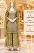Catalog 417 Jadu-Tera Color C olive green full-stitched designer suit on mannequin