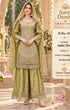 Catalog 417 Jadu-Tera Color C olive green full-stitched designer suit on model