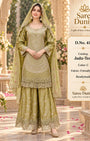 Catalog 417 Jadu-Tera Color C olive green full-stitched designer suit on model