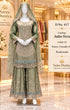 Catalog 417 Jadu-Tera Color D sage green full-stitched designer suit on mannequin